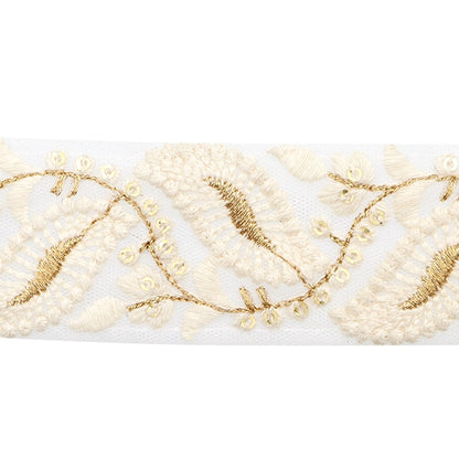 [From quantity 5] HandicraftTrim 『2023 Indian embroidery trim White x beige 45452H "
