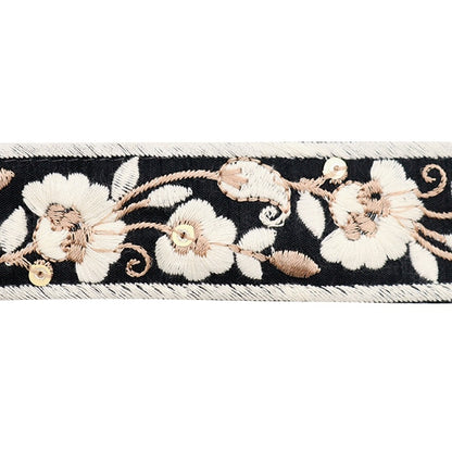 [From quantity 5] HandicraftTrim 『2023 Indian embroidery trim Black x White 393A "
