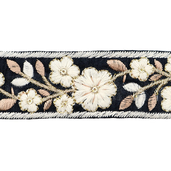 [From quantity 5] HandicraftTrim 『2023 Indian embroidery trim Black x White 396A "