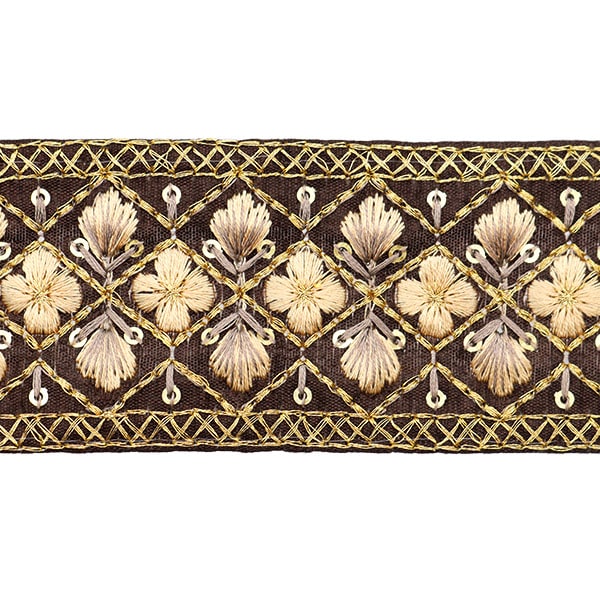 [De la quantité 5] artisanatGarniture "2023 Garniture de broderie indienne Brown x beige 142 # 4"