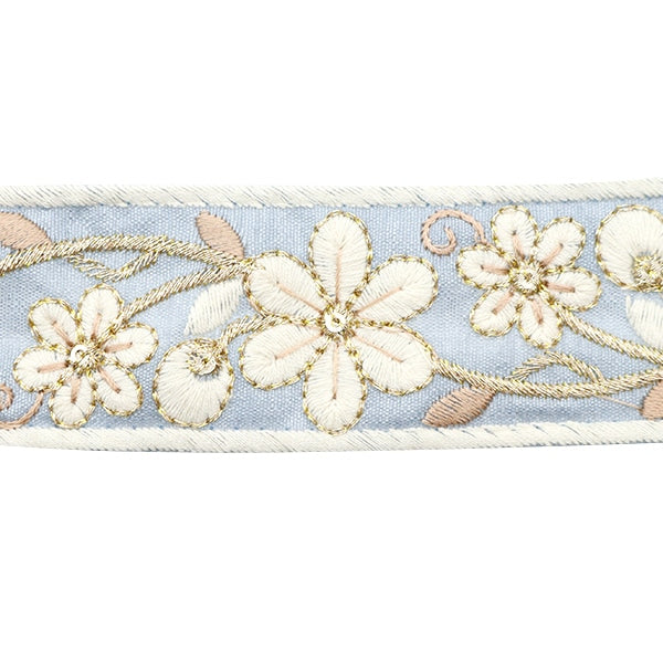 [From quantity 5] HandicraftTrim 『2023 Indian embroidery trim Blue x White 399E]