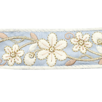 [From quantity 5] HandicraftTrim 『2023 Indian embroidery trim Blue x White 399E]