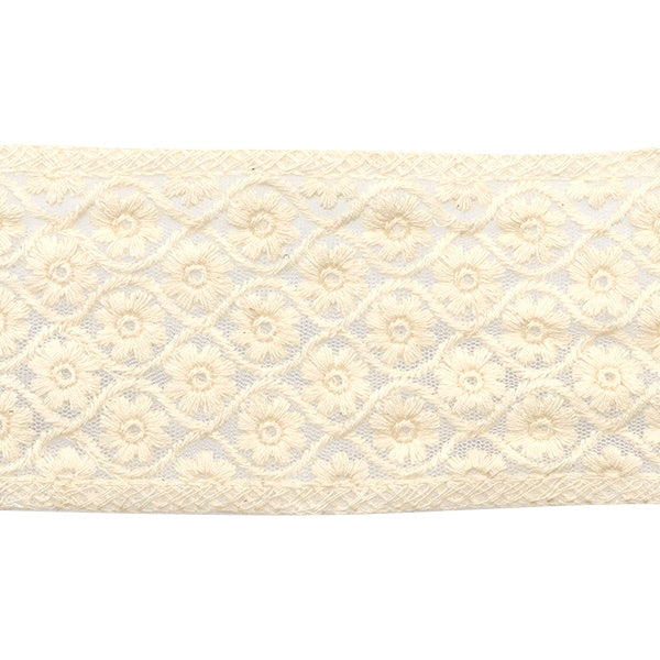 [From quantity 5] HandicraftTrim 『2023 Indian embroidery trim White x White 45653]