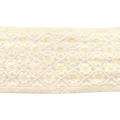 [From quantity 5] HandicraftTrim 『2023 Indian embroidery trim White x White 45653]