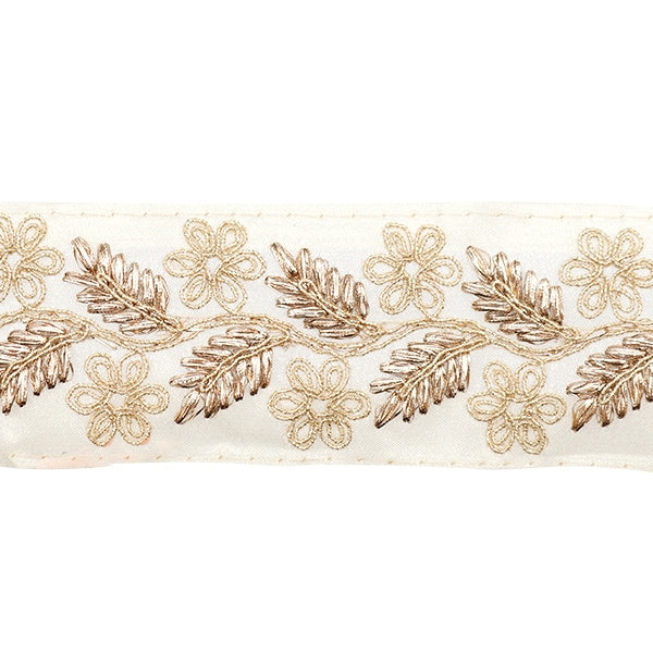 [From quantity 5] HandicraftTrim 『2023 Indian embroidery trim Beige x Brown 45701#1]