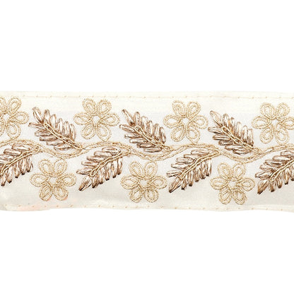 [From quantity 5] HandicraftTrim 『2023 Indian embroidery trim Beige x Brown 45701#1]