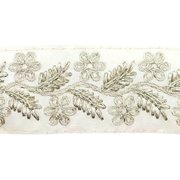 [From quantity 5] HandicraftTrim 『2023 Indian embroidery trim White x Silver 45701#2 "