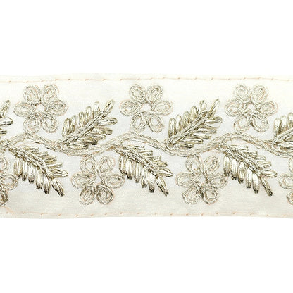 [From quantity 5] HandicraftTrim 『2023 Indian embroidery trim White x Silver 45701#2 "