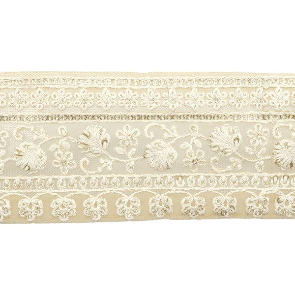[De la quantité 5] artisanatGarniture "2023 Garniture de broderie indienne Beige x blanc 848f"
