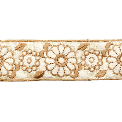 [From quantity 5] HandicraftTrim 『2023 Indian embroidery trim Beige x White 864F]
