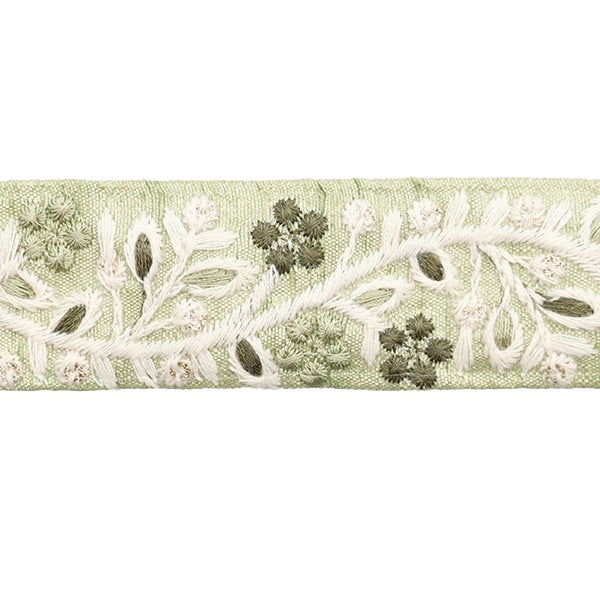 [From quantity 5] HandicraftTrim 『2023 Indian embroidery trim Green x White 882#3]