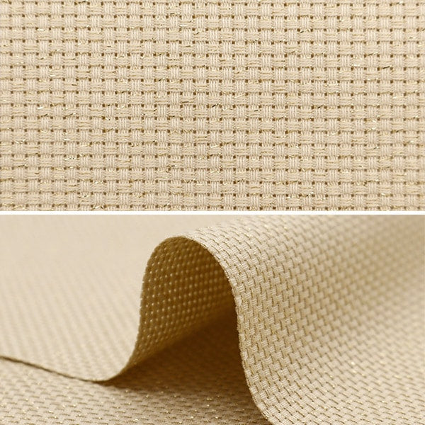 [De la quantité 1] Broderie Tissu "Lamejava Cross 55 14 compte 55 beige naturel x Gold 215525" LeCien Lucian Cosmo Cosmo