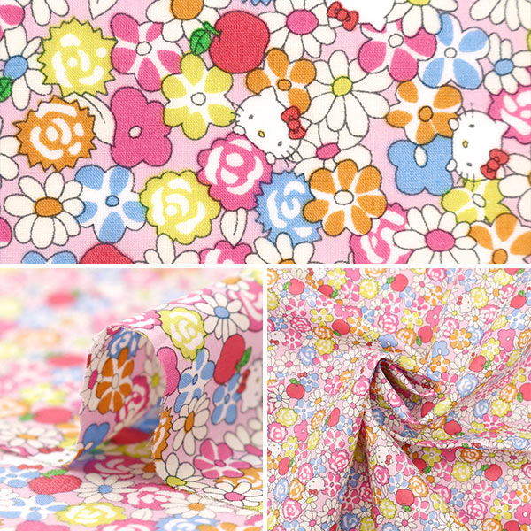 [De 5] Fabric "Liberty Fabric Tanalone Hello Kitty 50th Anniversary Apple Picking DC33497J24A" Liberty Japón Liberty Japan