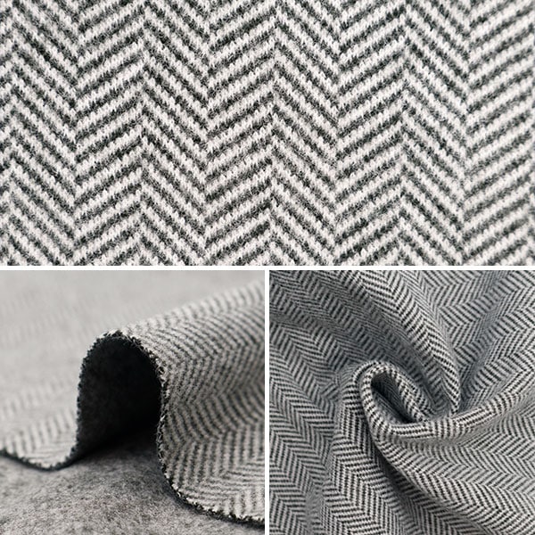 [From quantity 5] Fabric "Woollike Stretch Herringbon Herring Black Wlllike-HE-BK"