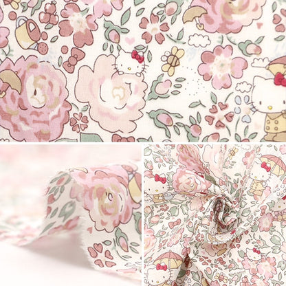 [الكمية من 5] قماش "Liberty Fabrics Tana Lawn Felicite Hello Kitty DC27904-J24A" [Yuzawaya Original]