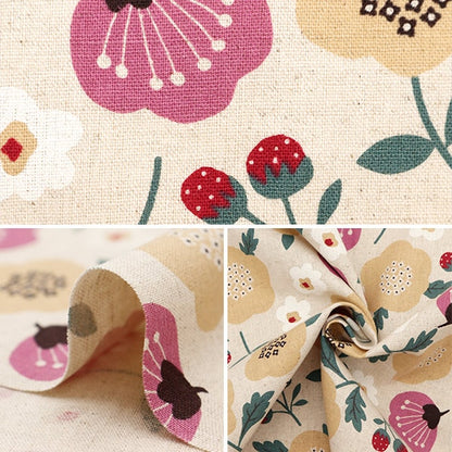 [From quantity 5] Fabric "Cotton hemp canvas Scandinavian forest Kinari x Pink SQ35801-3A"