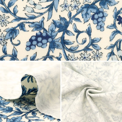 [De la cantidad 5] Fabric "Vina de estampado de punto de calo que absorbe la humedad a Ivy Blue KN23-VN-BL" [Original de Yuzawaya]