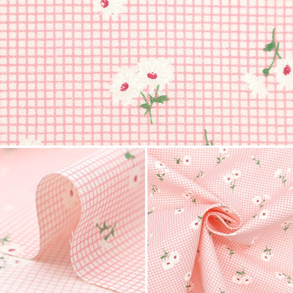 [From quantity 5] Fabric 『Sheeting Flower check pink NO-FLCHE-A]