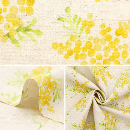 [De quantité 5] tissu "coton lin siège mimoza bouquet motif a yka-19040-1a" kokka cocka