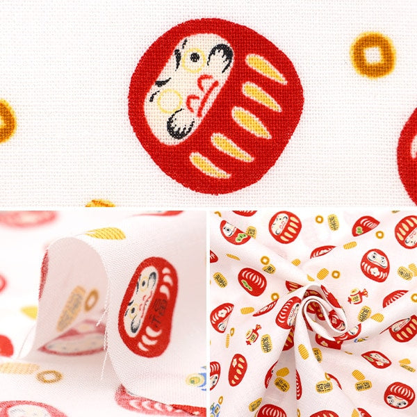 [From quantity 5] Fabric 『Scare Print Fukufuku Daruma White SQ35411-1A]