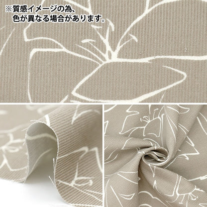 [From quantity 5] Fabric "21W Corduroy Softworking Line Drawing Flower Pattern Ivory COR21P-LF-IV"