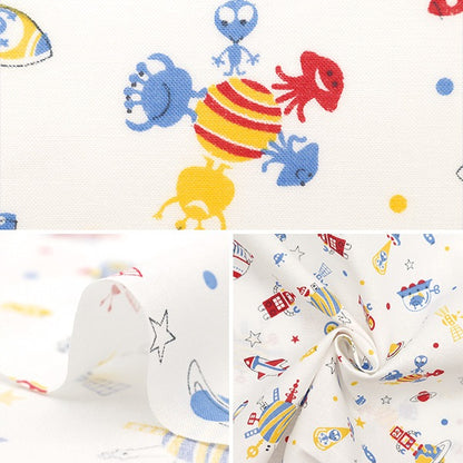 [De la cantidad 5] Fabric "Scare Space Robot White AP4680-4a"