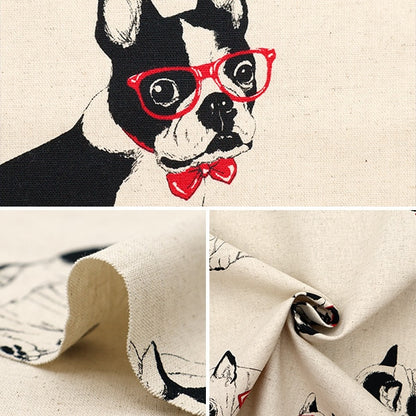 [From quantity 5] Fabric "Cotton hemp canvas French bulldog Natural CLCA35409-A"