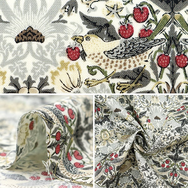 [From quantity 5] Fabric 『Sheeting V & A Strawberry Thief Gray VA10001-I]