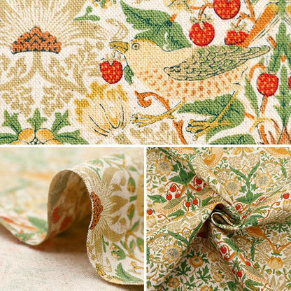 [From quantity 5] Fabric "Cotton linen canvas V & A strawberry thief beige va10018-A"