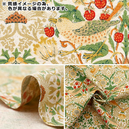 [From quantity 5] Fabric "Cotton hemp canvas V & A Strawberry Thief Red VA10018-E"