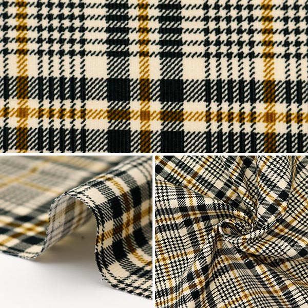 [From quantity 5] Fabric "Shirt Call Ten Print Check Pattern Yellow x Navy AP35403-2A"