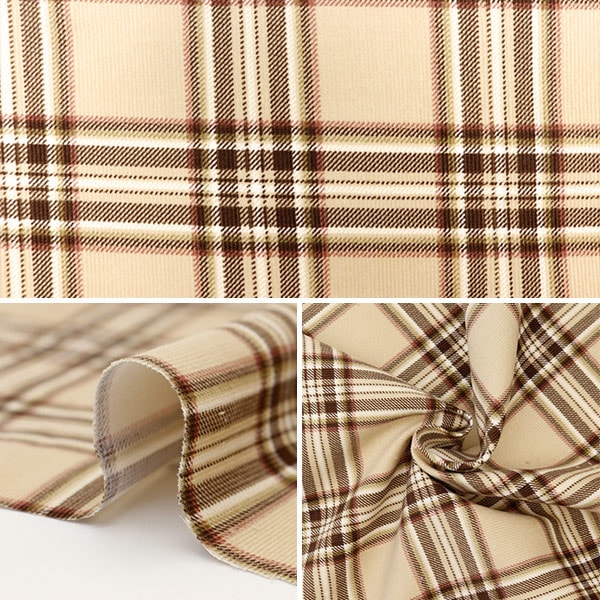 [De la cantidad 5] Fabric "Camisa Llame diez Patrón de verificación de impresión BEIGE AP35403-3A"