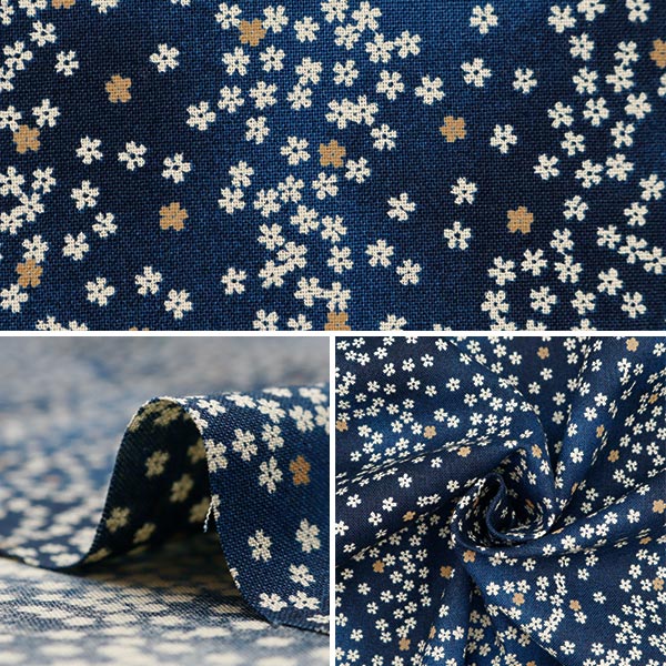 [From quantity 5] Fabric 『Sheeting Sakura Fubuki Navy 88234-2-1]