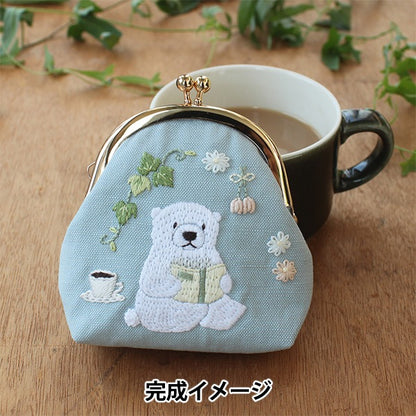 刺しゅうキット 『chicchiさんの動物刺繍キット がま口 しろくまさんののんびりカフェタイム PHC-121-1』 Piece ピース