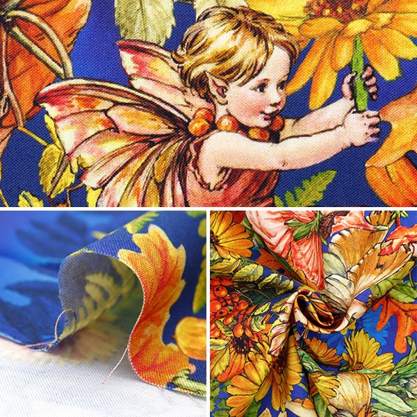 [À partir de 5] tissu "USA Cotton Flower Fairies Match Border DDC1527-Blueb"