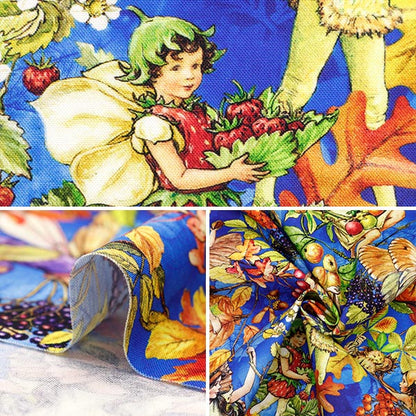 [From quantity 5] Fabric "USA Cotton Flower Fairies Wooden Nut and Fairy Pattern DDC1522-Royal"