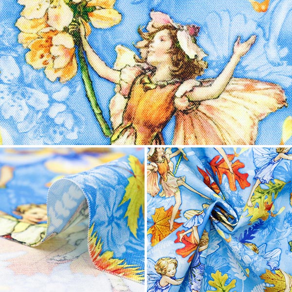 [De la quantité 5] tissu "USA Cotton Flower Fairyze Fairy Pattern DDC1523-Blueb"