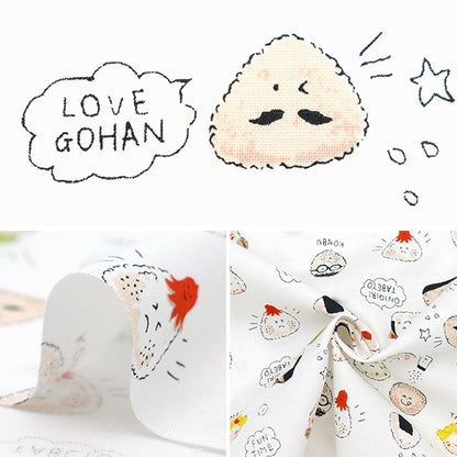 [From quantity 5] Fabric 『Sheeting Colorful canvas rice ball pattern White Cocan-ONG-WH] KOKKA