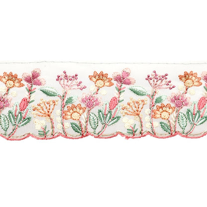 [Dalla quantità 5] artigianatoTrim "2024 Rifiniture per ricamo indiano Bianco x rosa 3632g"