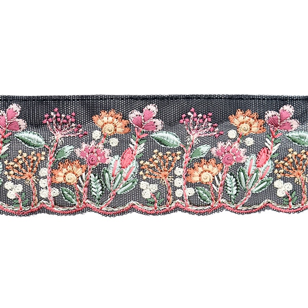 [Dalla quantità 5] artigianatoTrim "2024 Rifiniture per ricamo indiano Nero x rosa 3632L"