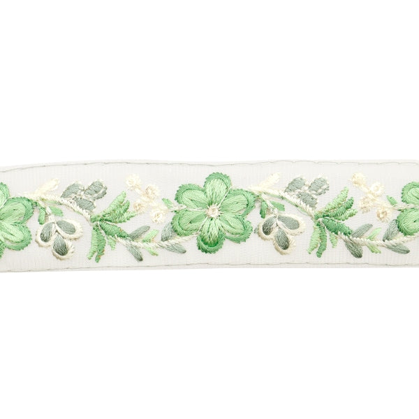 [수량 5에서] 수예브레이드 『2024 인도 자수 브레이드 White X Green 3660b]