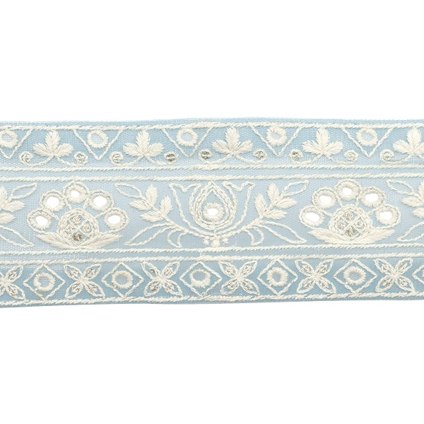 [Dalla quantità 5] artigianatoTrim "2024 Rifiniture per ricamo indiano Blue X White 3673b"