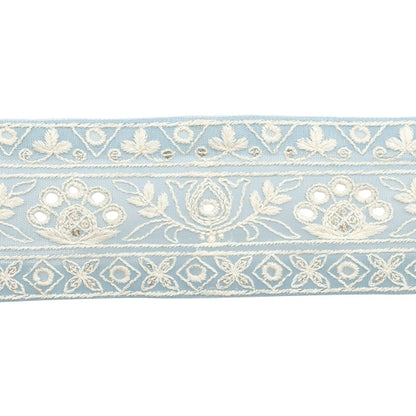 [Dalla quantità 5] artigianatoTrim "2024 Rifiniture per ricamo indiano Blue X White 3673b"