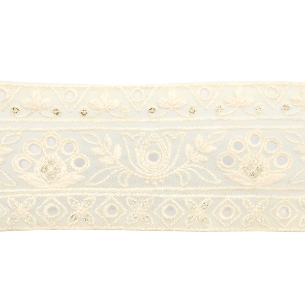 [De la quantité 5] artisanatGarniture "2024 Garniture de broderie indienne Blanc x blanc 3673g"
