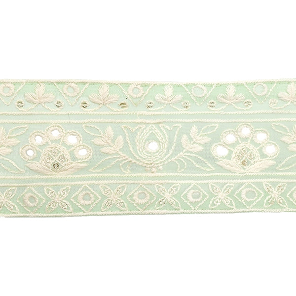 [수량 5에서] 수예브레이드 『2024 인도 자수 브레이드 Green X White 3673i "