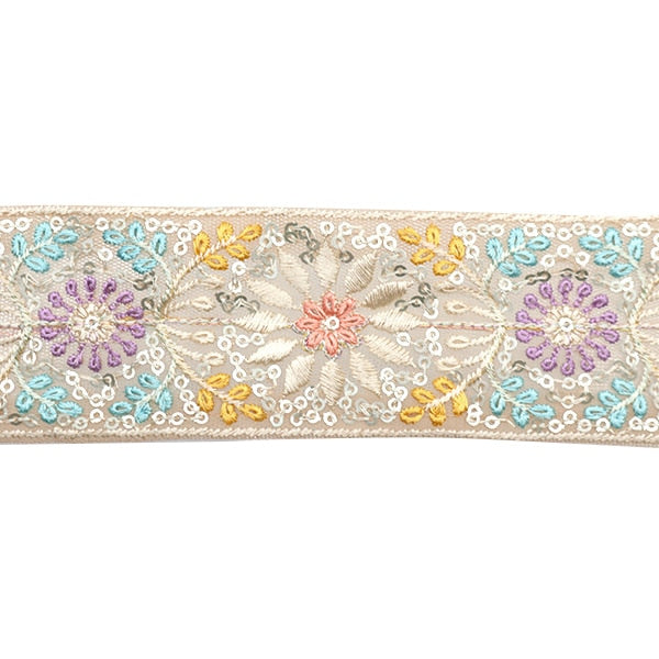 [Dalla quantità 5] artigianatoTrim "2024 Rifiniture per ricamo indiano Beige x Yellow 3708#2"