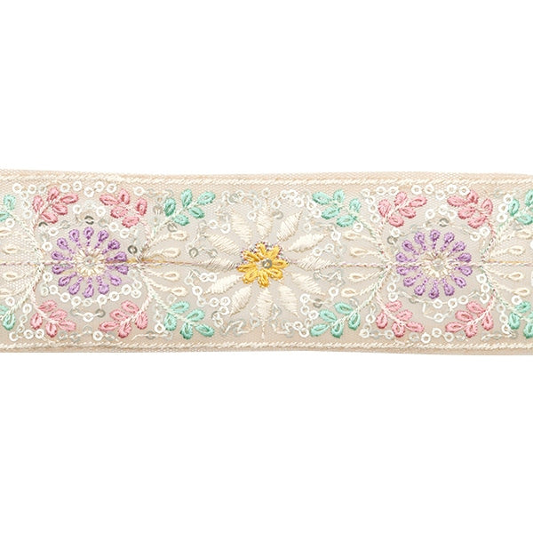 [Dalla quantità 5] artigianatoTrim "2024 Rifiniture per ricamo indiano Beige x Green 3708#5"