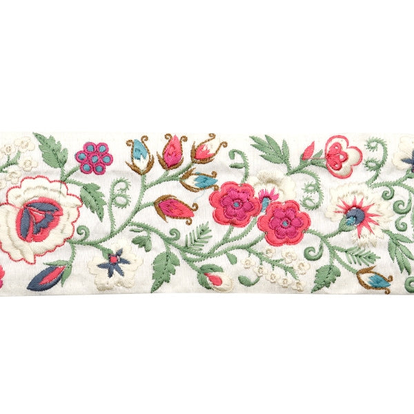 [Dalla quantità 5] artigianatoTrim "2024 Rifiniture per ricamo indiano Bianco x rosa 3736o"