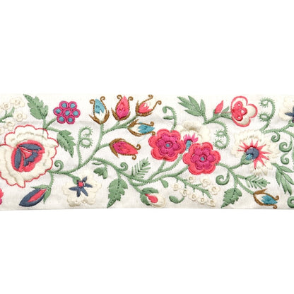 [Dalla quantità 5] artigianatoTrim "2024 Rifiniture per ricamo indiano Bianco x rosa 3736o"