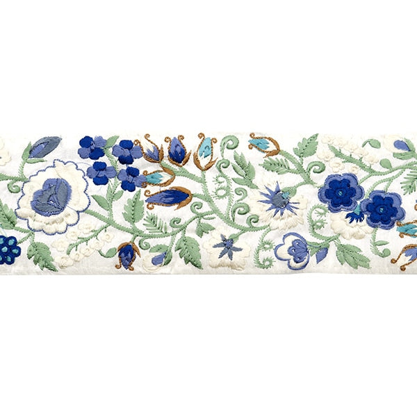 [Dalla quantità 5] artigianatoTrim "2024 Rifiniture per ricamo indiano Bianco x blu 3736s"